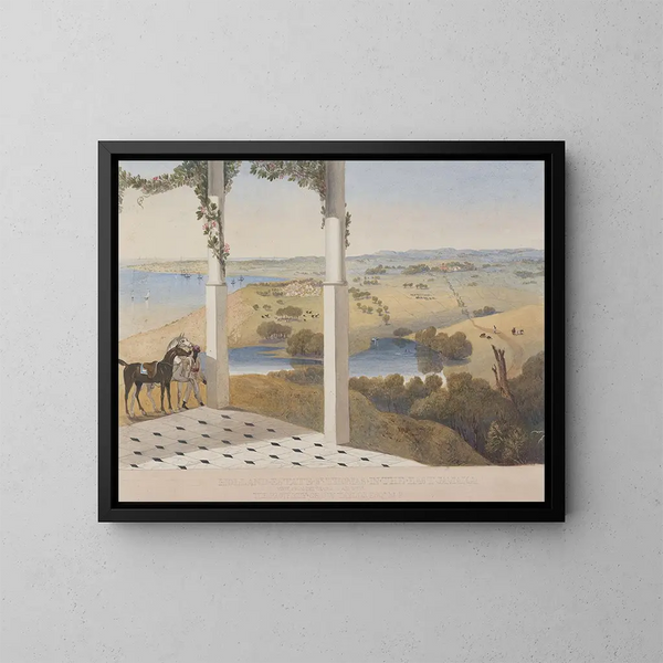 View of the air change house, Holland Estate, Saint-Thomas East - James Hakewill — framed artwork on a wall