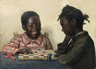 James Henry Moser - Two Children Playing Checkers.webp
