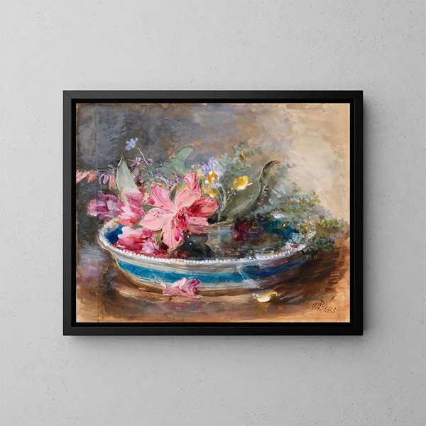 Flores en un bol - James Holland — cuadro enmarcado en la pared