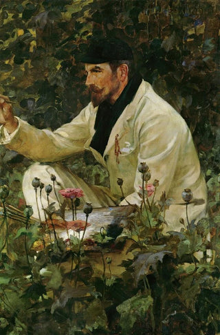 James Jebusa Shannon - George Hitchcock working in his garden in Egmond.webp