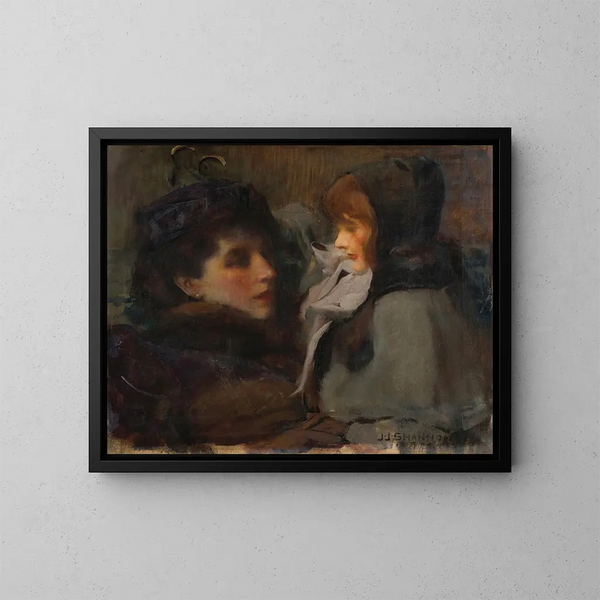 The woman and the daughter of the artist - James Jebusa Shannon — framed artwork on a wall