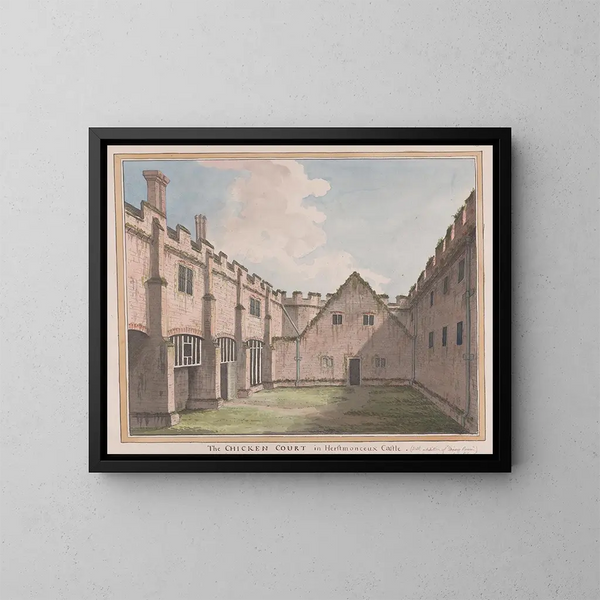 Castillo de Herstmonceux, Sussex Oriental, la Corte de las Gallinas - James Lambert de Lewes — cuadro enmarcado en la pared