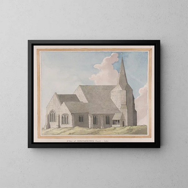 Vista del castillo de Herstmonceux, Sussex Oriental - James Lambert de Lewes — cuadro enmarcado en la pared