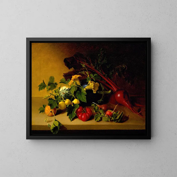 Naturaleza muerta con verduras - James Peale — cuadro enmarcado en la pared