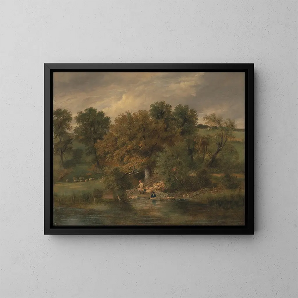 Lavado de ovejas en Postwick Grove, Norwich - James Stark — cuadro enmarcado en la pared