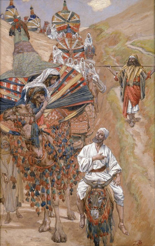 James Tissot - Rebecca Meets Isaac by the Way.webp