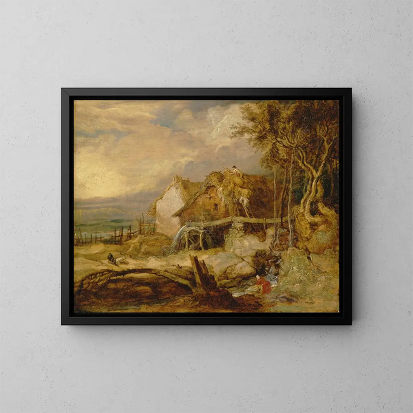 Un molino de agua con rueda superior - James Ward — cuadro enmarcado en la pared