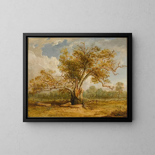 James Ward - An oak tree in Richmond Park with a herd of fallow deer beside it.webp