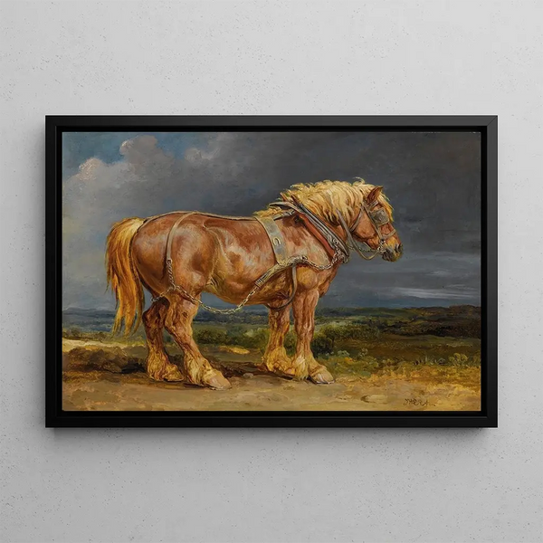 Cheshunt, el caballo de tiro Shire, elefante en un paisaje extenso - James Ward — cuadro enmarcado en la pared