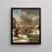 Winter landscape painting with skaters on a frozen river - Jan Abrahamsz Beerstraaten — framed artwork on a wall