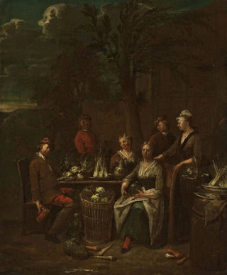 Jan Baptist Lambrechts - Scene by a stand with vegetables.webp