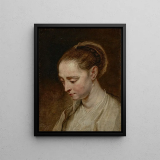 Jan Boeckhorst - Head study of a young woman with a pearl earring.webp