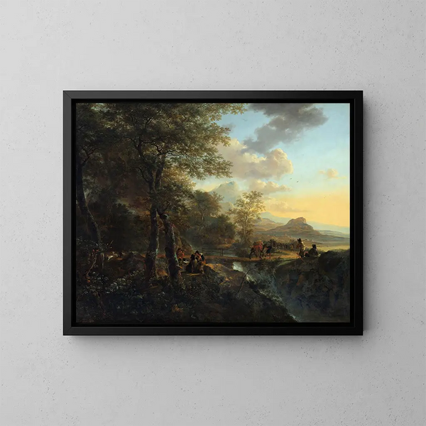 Paisaje italiano con un dibujante - Jan Both — cuadro enmarcado en la pared