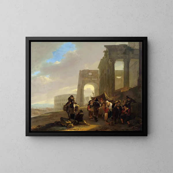 Escena callejera entre ruinas romanas - Jan Both — cuadro enmarcado en la pared