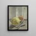 Still life with fruits, knife, and pencil - Jan Brandes — framed artwork on a wall