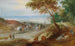 Extended hilly landscape painting with travelers on a path and livestock in the foreground - Jan Brueghel the Younger — artwork view