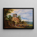 Landscape painting with animated ruins and figures - Jan Brueghel the Younger — framed artwork on a wall
