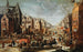 Urban winter landscape painting with carriages - Jan Carel van Eyck — artwork view