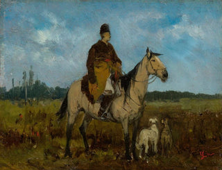 Jan Chemiski - Rider on horseback with greyhounds.webp