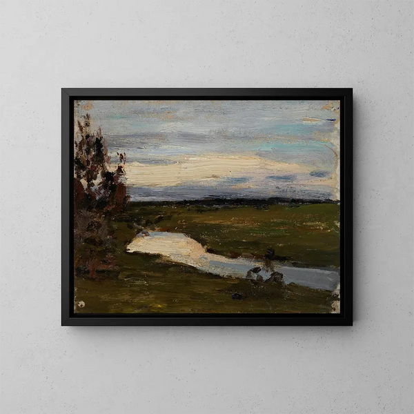 Una río durante la noche blanca - Jan Cybis — cuadro enmarcado en la pared