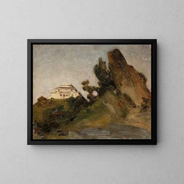 Casa de los maharajás en Abu Road al atardecer - Jan Cybis — cuadro enmarcado en la pared