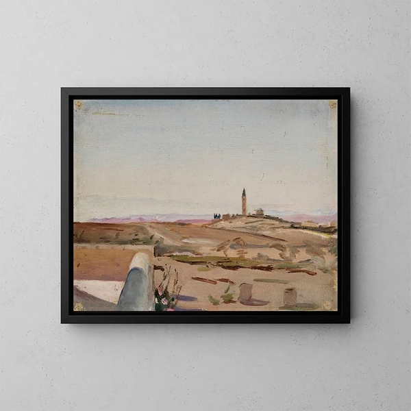 En el borde de la ciudad y el desierto. Del viaje a Palestina. - Jan Cybis — cuadro enmarcado en la pared
