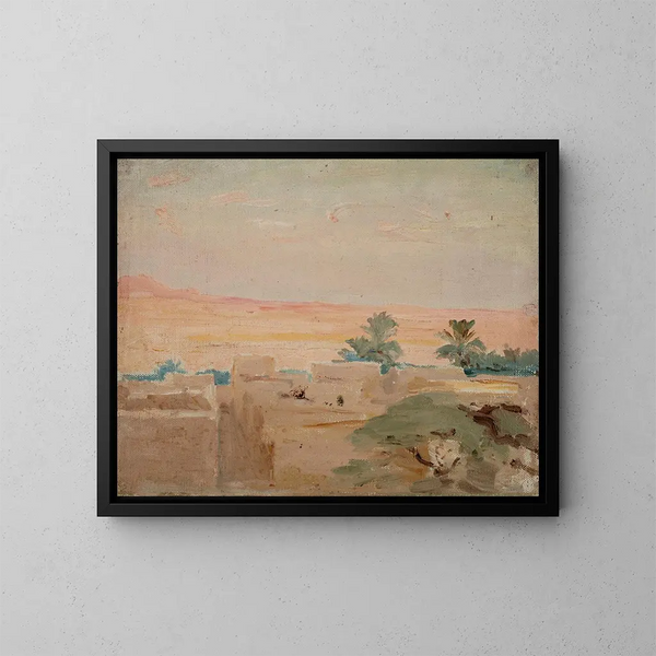 Noche en el desierto de Biskra - Jan Cybis — cuadro enmarcado en la pared