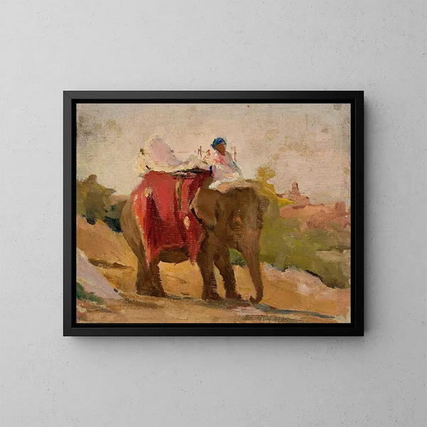 Chittorgarh, mi elefante del viaje a la India - Jan Cybis — cuadro enmarcado en la pared