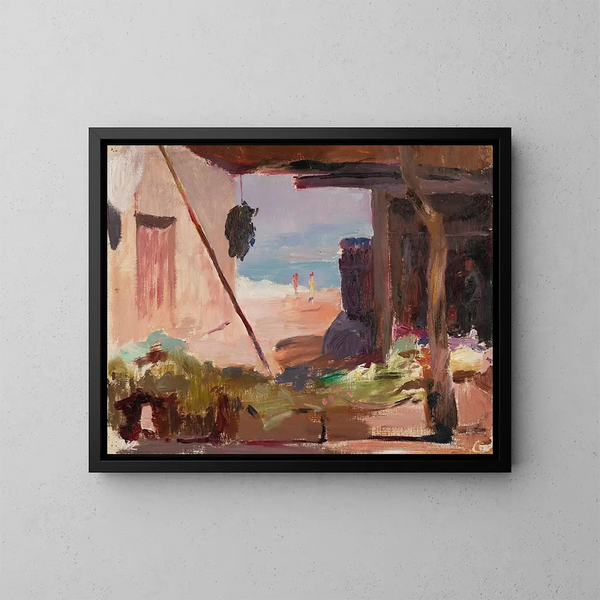 Fragmento de edificios junto al mar. Viaje a Constantinopla - Jan Cybis — cuadro enmarcado en la pared