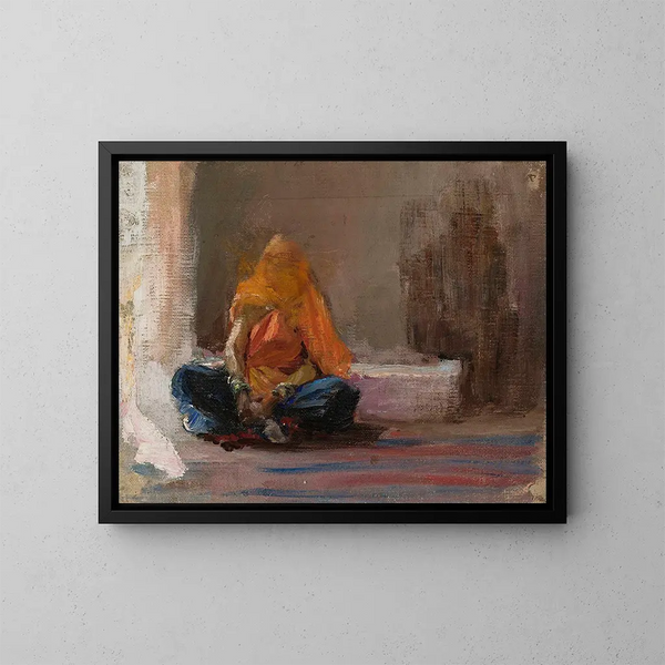 Mujer hindú del viaje a la India - Jan Cybis — cuadro enmarcado en la pared