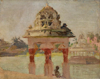 Jan Cigliski - Madras  temple with the holy pond From the journey to India.webp