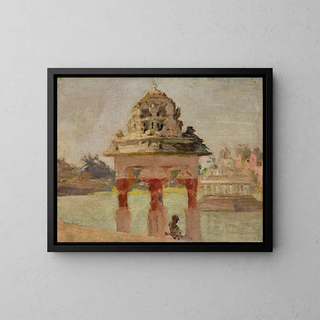 Jan Cigliski - Madras  temple with the holy pond From the journey to India.webp
