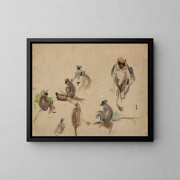 Monkeys of the Journey to India - Jan Cybis — framed artwork on a wall