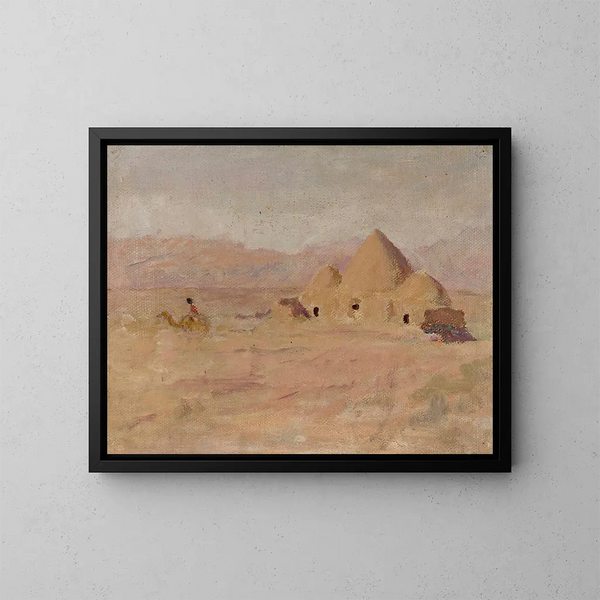 Monument sur la tombe kirghize dans la steppe. De la voyage à Turkestan. - Jan Cybis — framed artwork on a wall