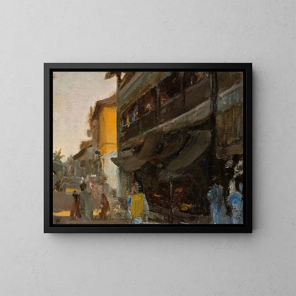 Rue de Mumbai, du voyage en Inde - Jan Cybis — framed artwork on a wall
