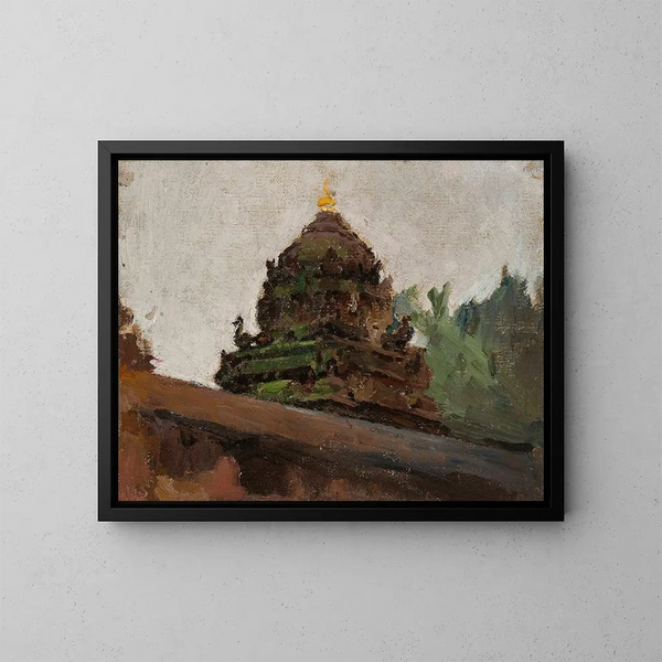 Old Temple in Madras - Jan Cybis — framed artwork on a wall