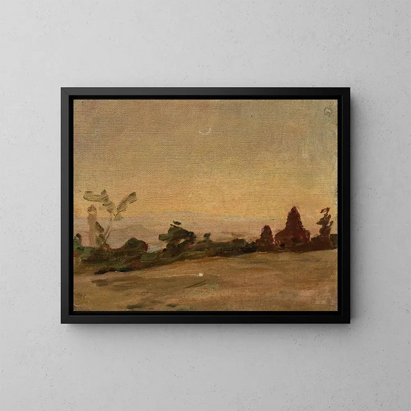 Landscape nocturne éloigné in India - Jan Cybis — framed artwork on a wall