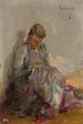 Young Tartarian girl sewing travel in Crimea - Jan Cybis — artwork view