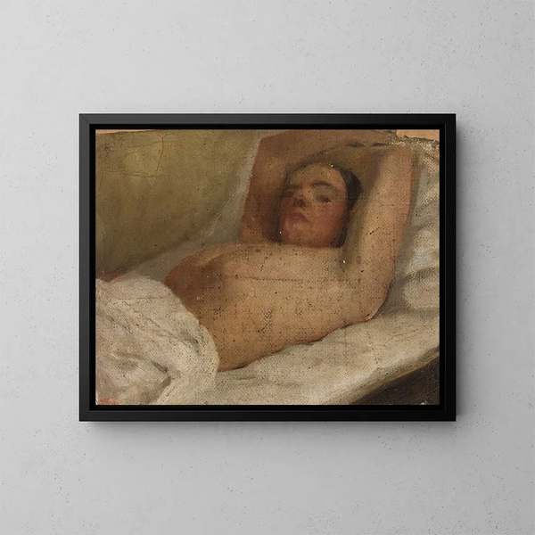 Study of a Reclining Woman - Jan Cybis — framed artwork on a wall