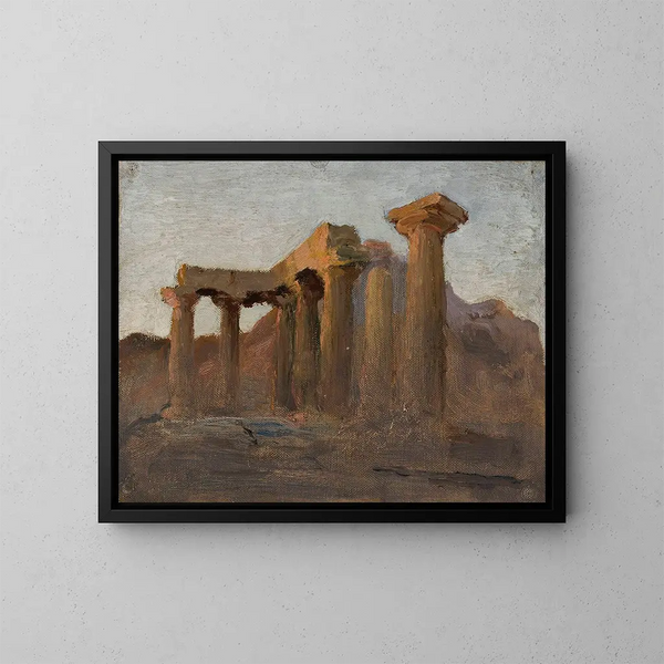Temple d'Apollon à Corinthe au lever du soleil - Jan Cybis — framed artwork on a wall