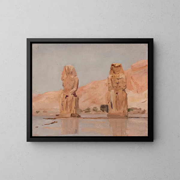 Two statues from the journey in Egypt - Jan Cybis — framed artwork on a wall