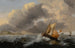 Navíos en un mar tormentoso con una costa de dunas al fondo - Jan Claesz Rietschoof — vista de la obra