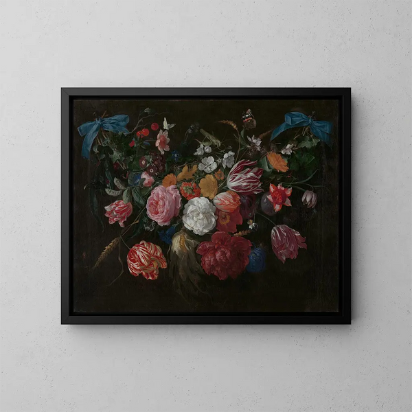 Flores y insectos - Jan Davidsz de Heem — cuadro enmarcado en la pared
