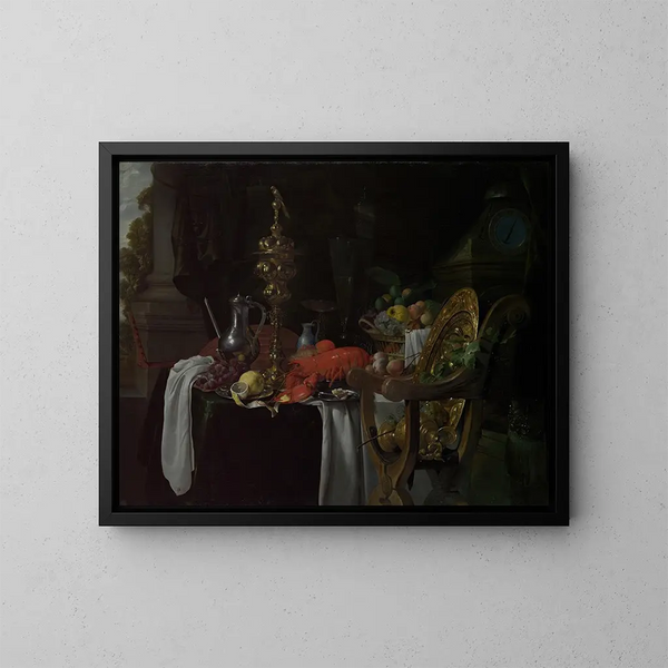 Naturaleza muerta: Escena de banquete - Jan Davidsz de Heem — cuadro enmarcado en la pared