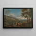 Classic landscape painting with peasants in the foreground - Jan Frans van Bloemen — framed artwork on a wall