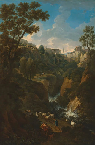 Jan Frans Van Bloemen - A capriccio of Tivoli with a waterfall and shepherds.webp