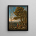 A classic Italian landscape with a goatherd and his flock of mountains beyond - Jan Frans van Bloemen — framed artwork on a wall