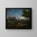 Classic landscape painting near Rome with a view of the Vatican Belvedere - Jan Frans van Bloemen — framed artwork on a wall