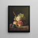 Naturaleza muerta con duraznos, uvas y ciruelas en un entablado - Jan Frans van Dael — cuadro enmarcado en la pared