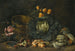Nature morte with onions, figs, cucumbers, a cabbage, and some flowers arranged on the ground next to a wooden tub - Jan Fyt — artwork view